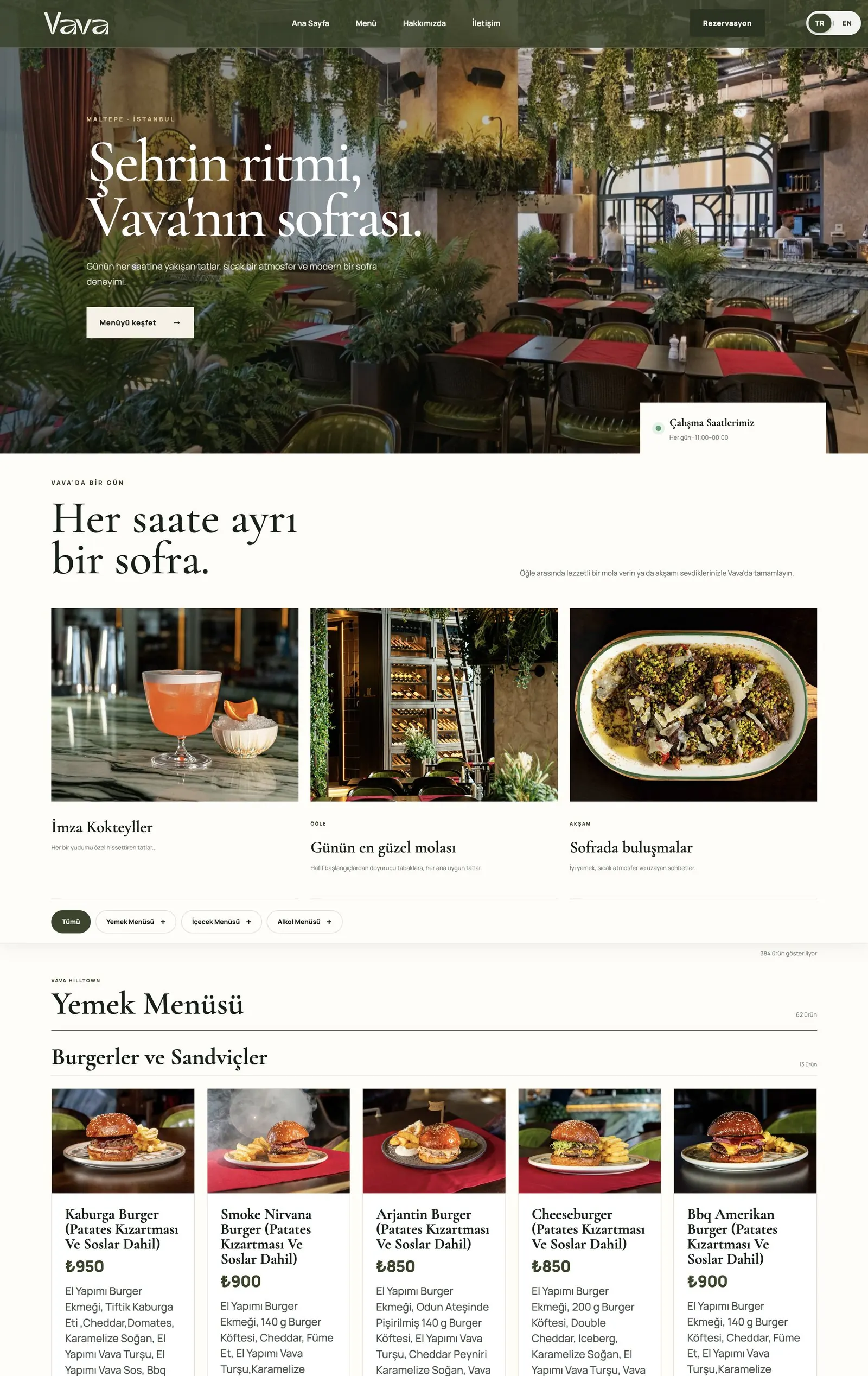 vavarestaurantt.com home page and menu